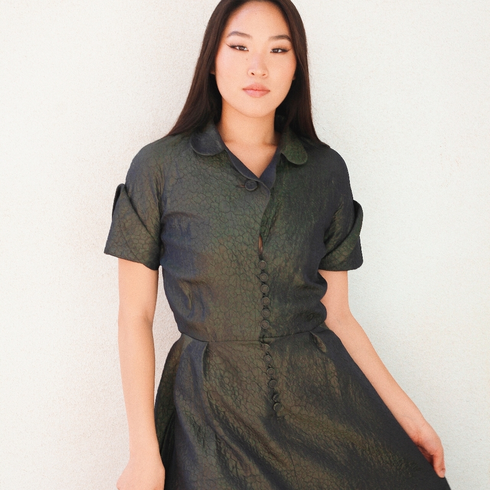 RARE Pauline Trigère Early 1950s Couture Dress